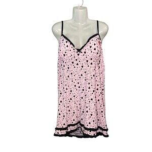Jenni By Jenni Moore Women's Size 2XL Intimates Pink Hearts Core Chemise NEW